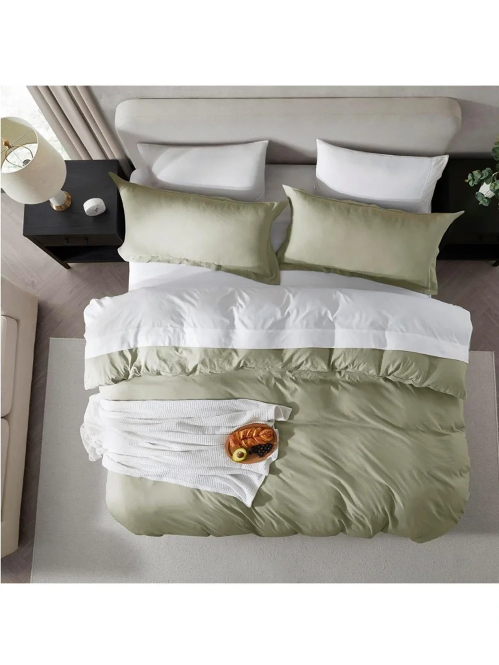 Light Sage Green Duvet Cover with Zipper 3Pc. Set-FULL SIZE